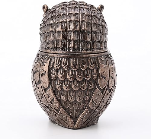 Miniatura 6 de Veronese Design Estatuilla de resina de búho steampunk de 3 3/8 pulgadas, caja secreta con acabado de bronce fundido