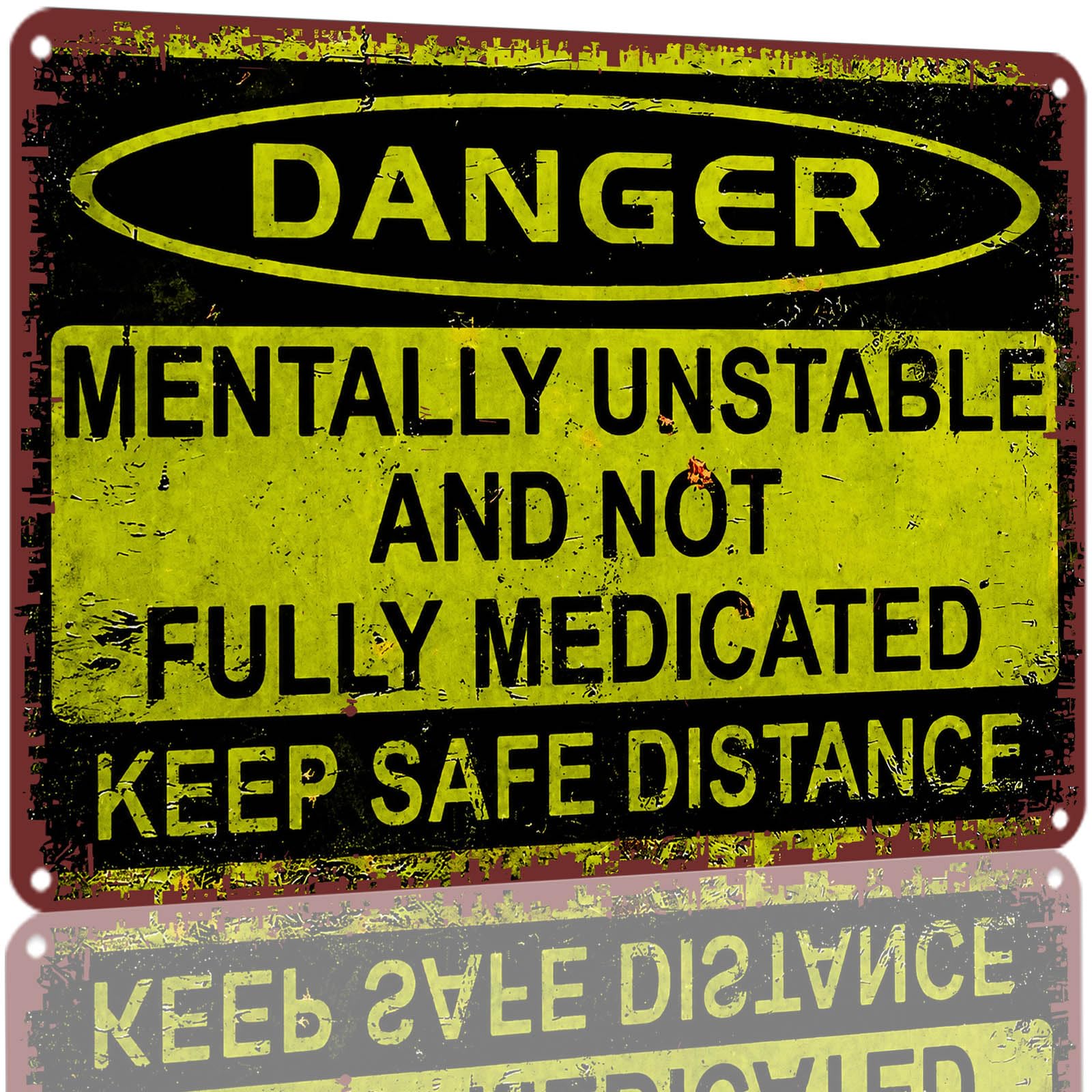 Kwqdozf As Pic Danger Mentally Unstablefully Medicated Vintage Metal Tin Sign 8X12 Inch Al