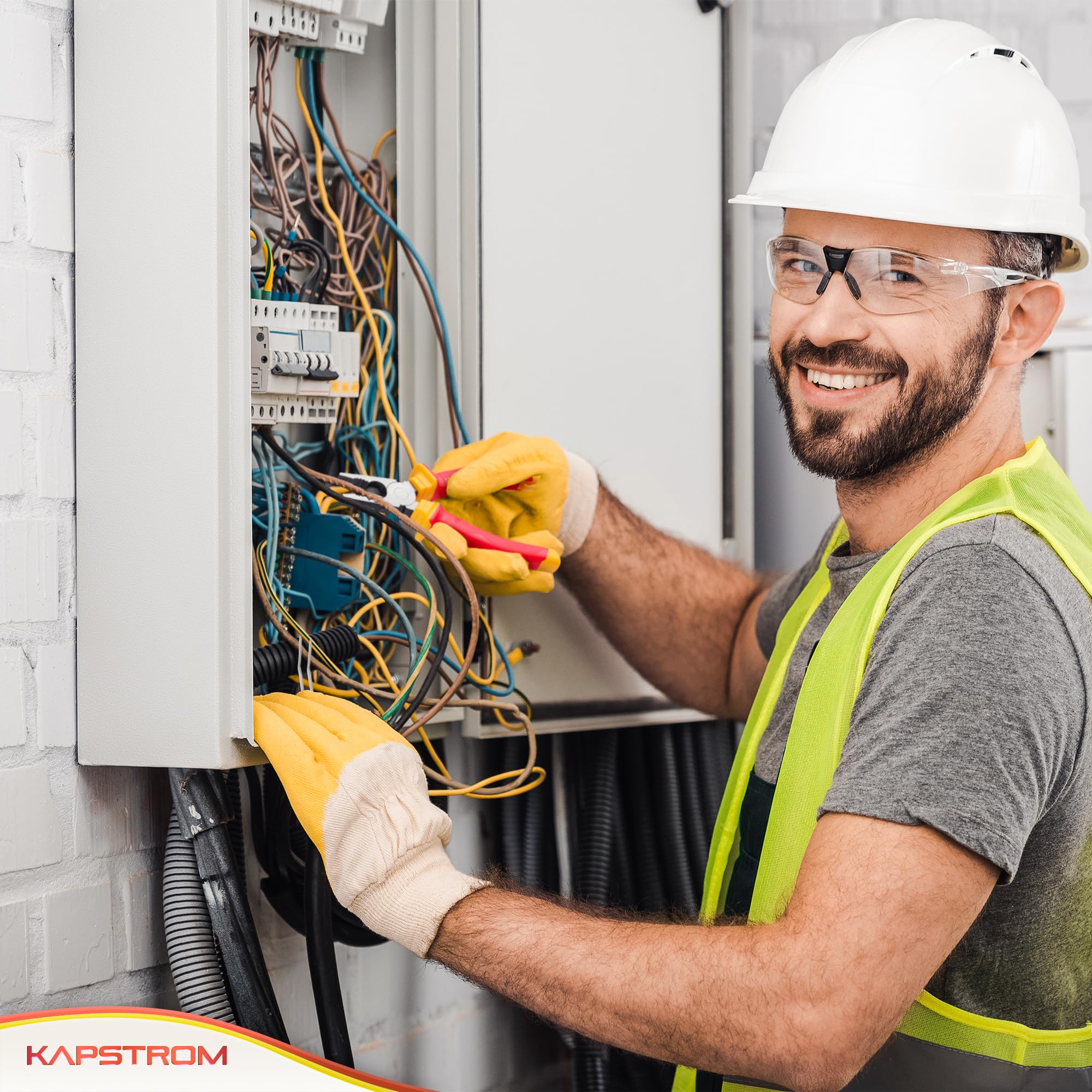 Juego de alicates para electricistas de 3 piezas, combinación profesional aislada y probada por VDE, alicates de corte largo/de punta fina y diagonal/cortadores laterales agarres cómodos