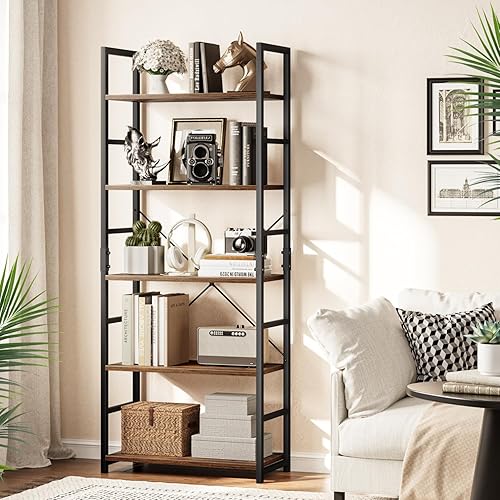 Miniatura 2 de OTK - Estantería de 5 niveles, estantería alta, organizador de almacenamiento para oficina, estantería moderna para sala de estar, dormitorio y