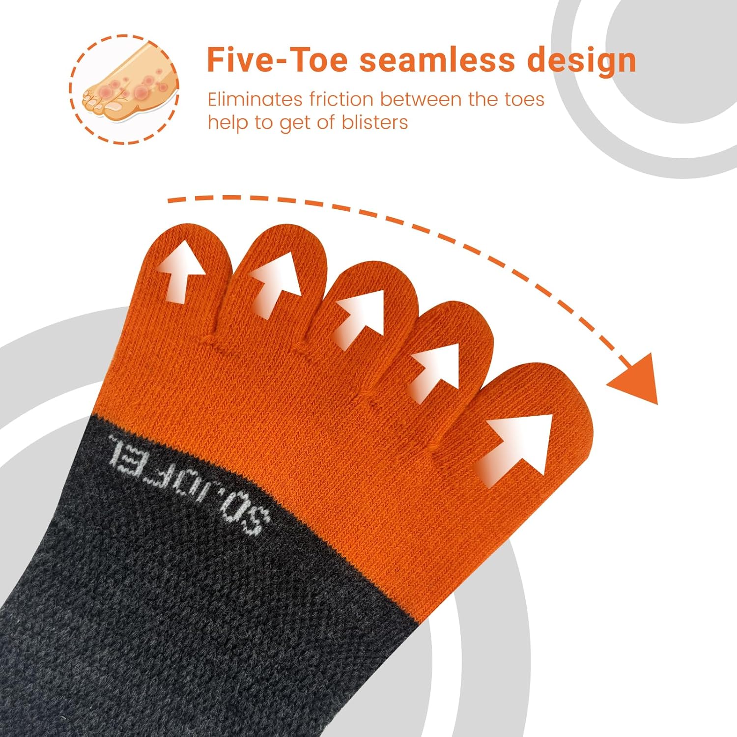 Men's Ankle Toe Socks - Five Finger Cotton Socks No Show Athletic Running Breathable Mesh Low Size 9-13 5 Pairs - Image 4