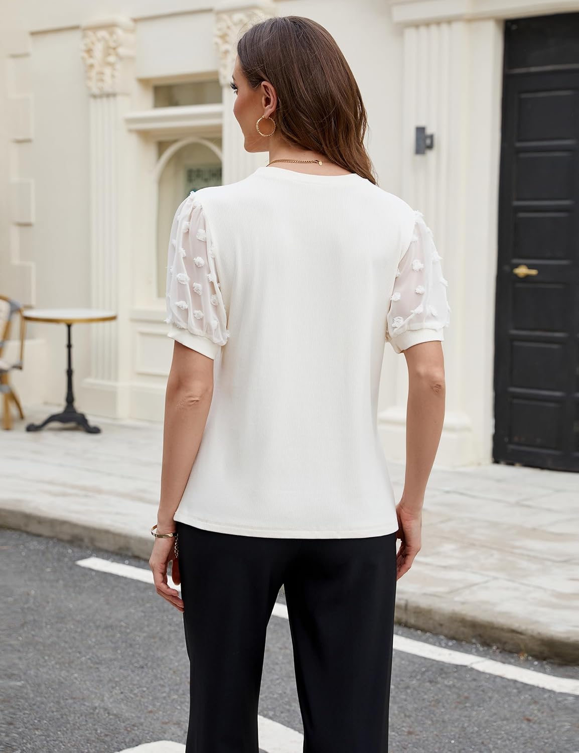 Blooming Jelly Womens Short Sleeve Blouse Business Casual Dressy Tops Ribbed Summer Stylish Work Shirts - Image 4