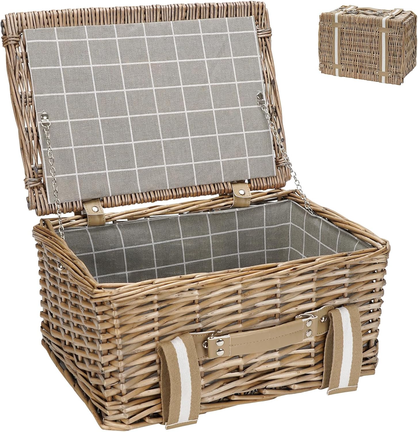 G GOOD GAIN Wicker Picnic Basket for 2 Baskets for Gifts