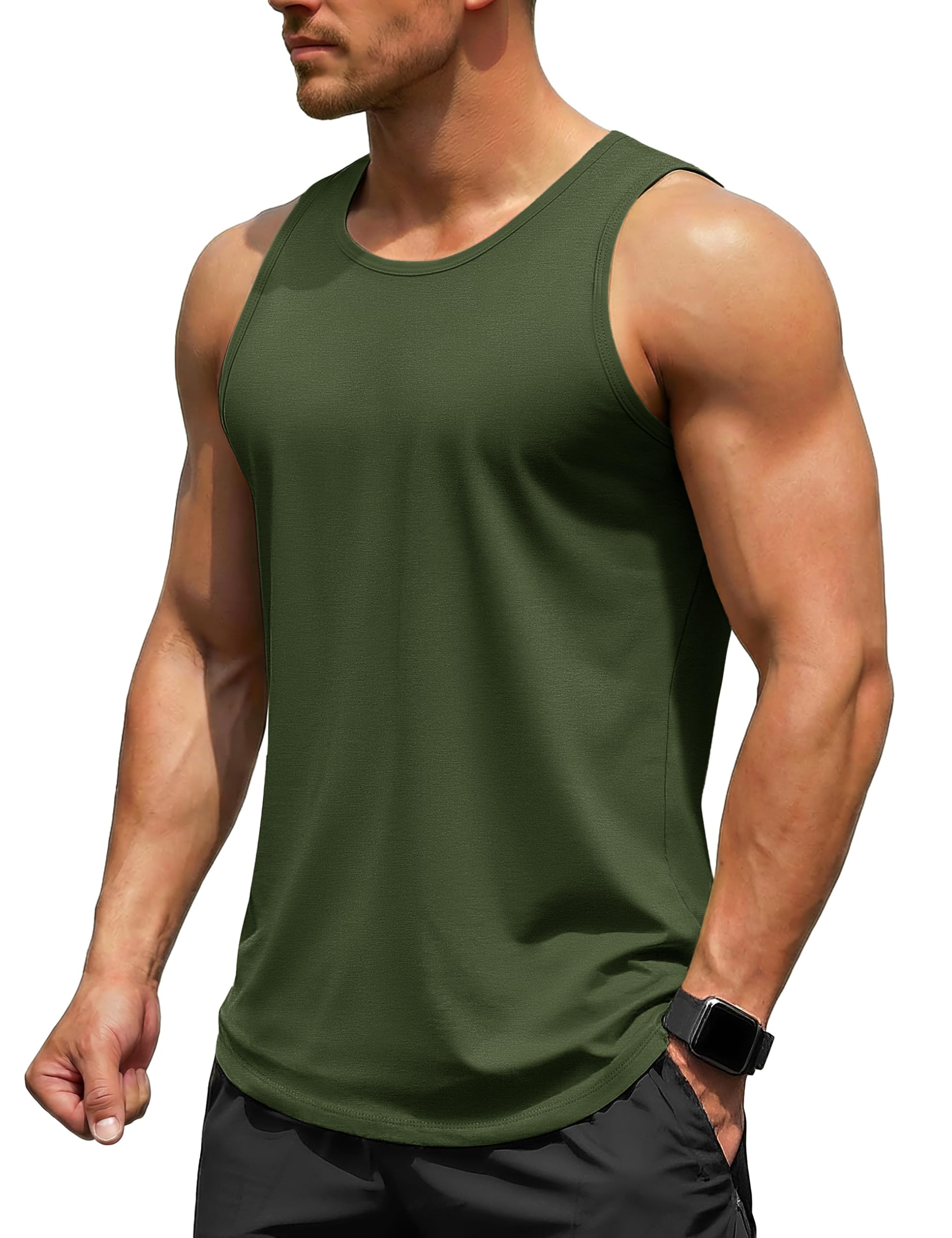 TACVASEN Tanktop Herren Trägershirt UV Schutz Ärmelloses Baumwolle Shirt Gym Fitness Achselshirts Sport Outdoor Sommer