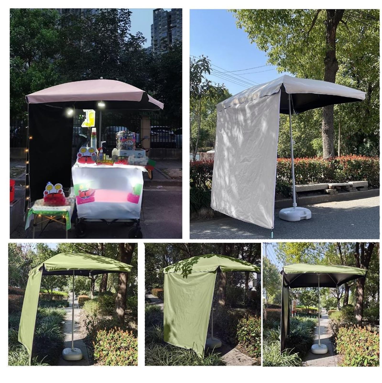 Prostokątny parasol zewnętrzny z zasłoną przeciwsłoneczną, 160 x 160 cm i 200 x 200 cm, parasol kempingowy do ogrodu, na patio, plażę, stół targowy, trawnik, ochrona basenu