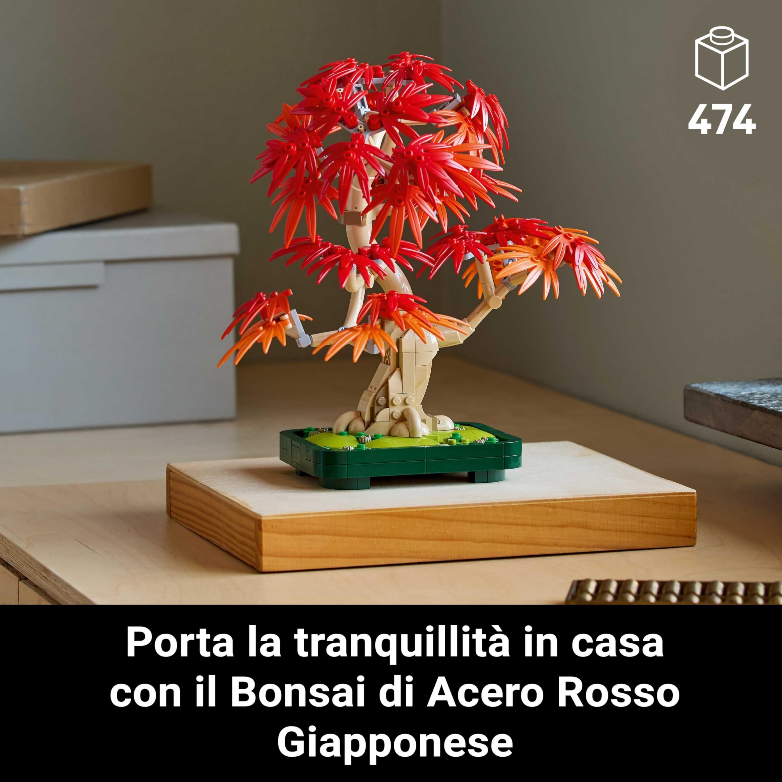 LEGO Botanicals Bonsai di Acero Rosso Giapponese - Set di Piante Artificiali con Foglie Rosse e Arancio Finte e Vaso Costruibile - Regalo per Adulti Amanti del Fai da Te - 10348