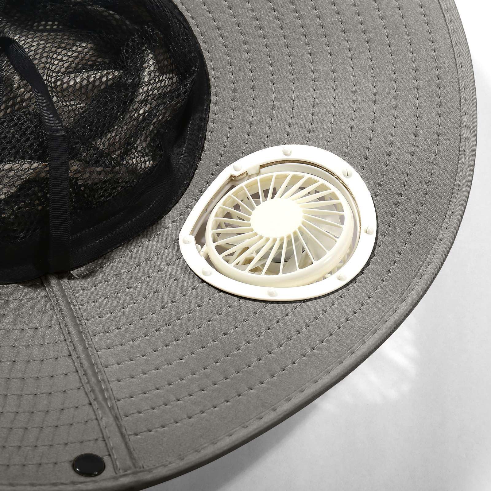 Cappello da Sole Estivo da Uomo con Tesa Larga, con Ventola di Ricarica Solare Staccabile e Ricarica USB Integrata, Cappello da Arrampicata e Pesca (Due Stili di Ventola)
