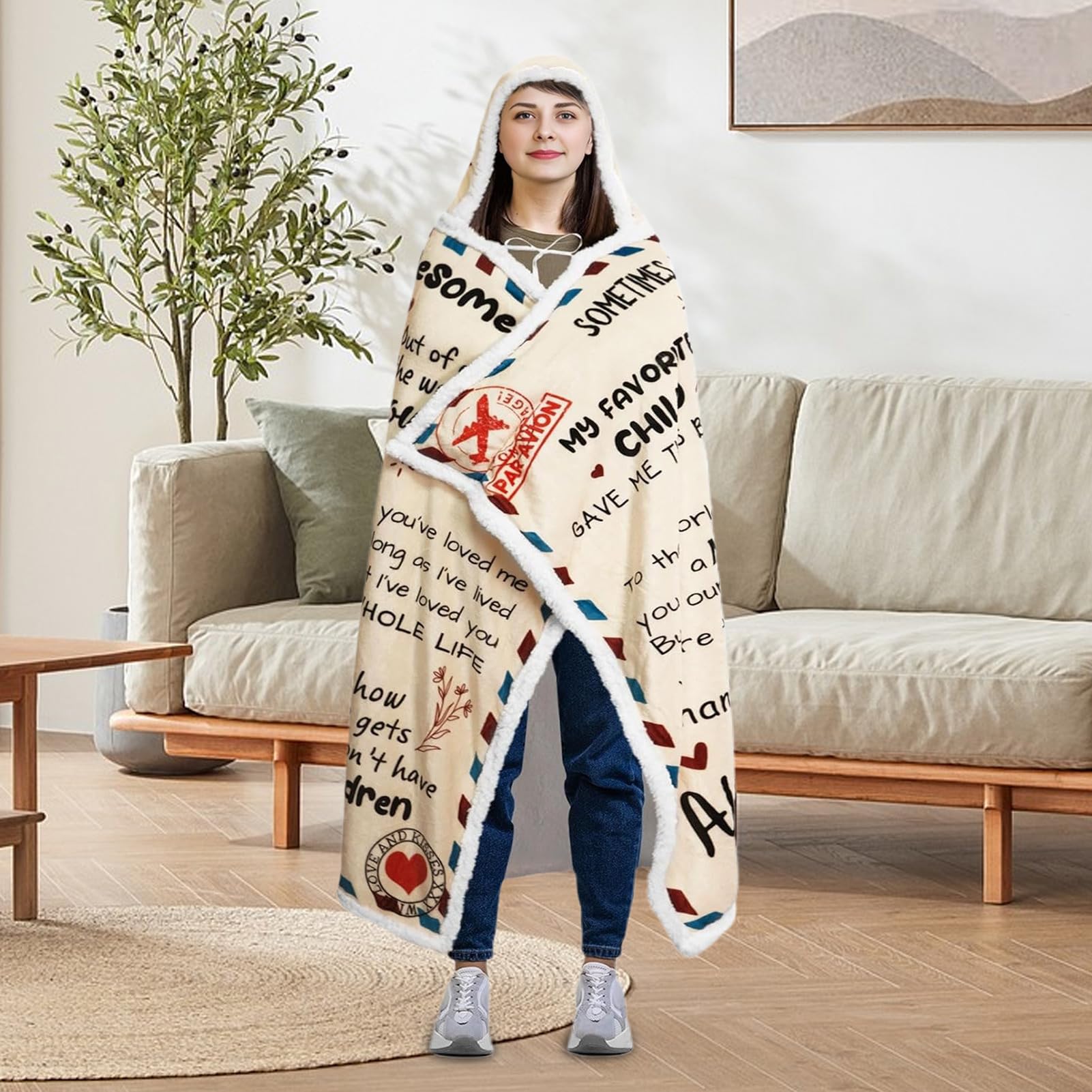 Coperta Mamma Da Figlio Con Cappuccio Design A Busta In Flanella Calda E | Coperte Da Figlia Per Mamma Ideale Per Donna Fidanzata Compleanno Decorazione Casa Spa Viaggio Campeggio Aria