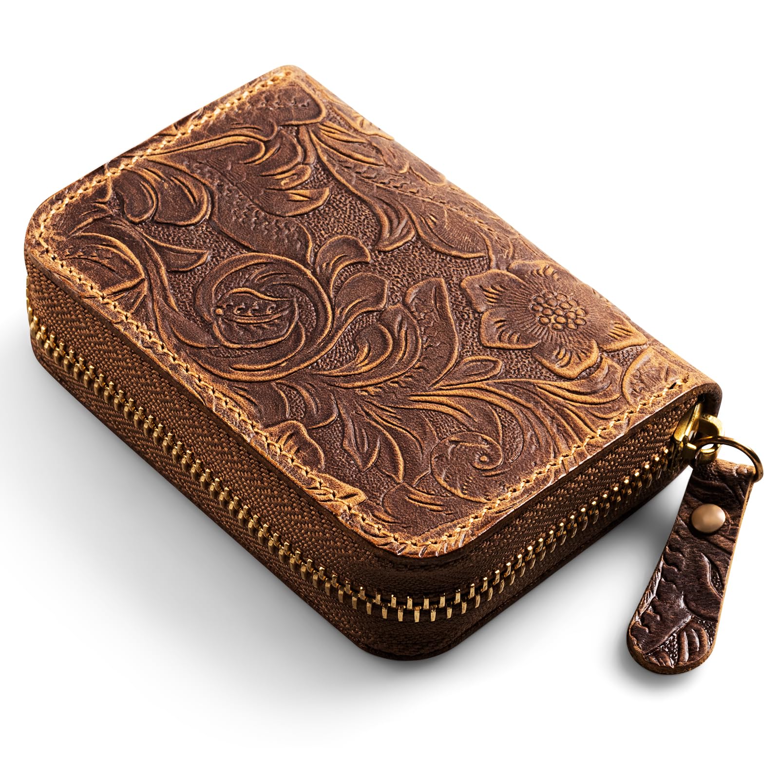 fengqing Custodia per carte, Fiore marrone., CardCase-1, Retro