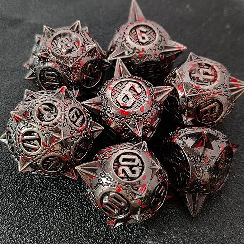 Miniatura 5 de Juego de dados de metal DND, dados de punta redonda, 7 dados poliédricos, MTG Pathfinder D20, juego para juegos de rol RPG, juego de dados D20,