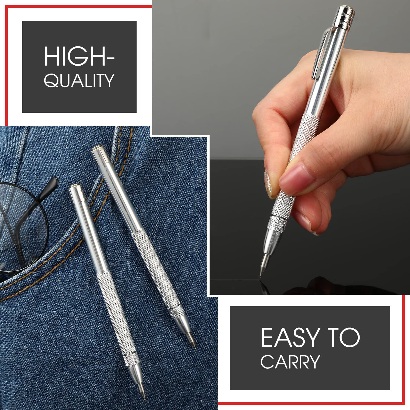 Ctosree 6-Pack Tungsten Carbide Scriber Pens – 30 Extra Tips, Magnetic, For Glass & Metal