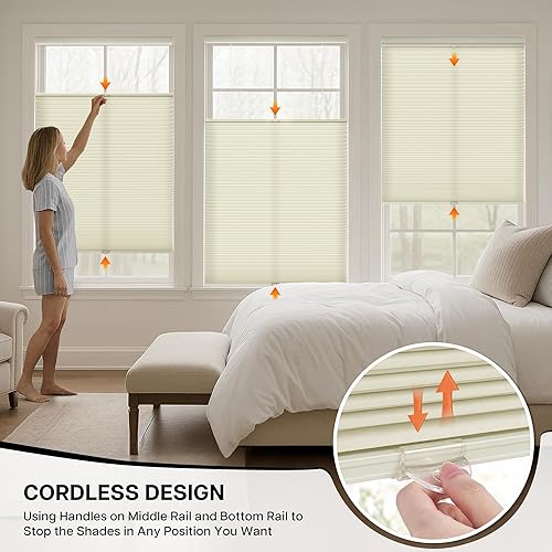 Miniatura 4 de LazBlinds Persianas Celulares sin Cordón de Arriba Hacia Abajo y de Abajo Hacia Arriba (TDBU), Persianas de Panal con Filtro de Luz, Aislamiento
