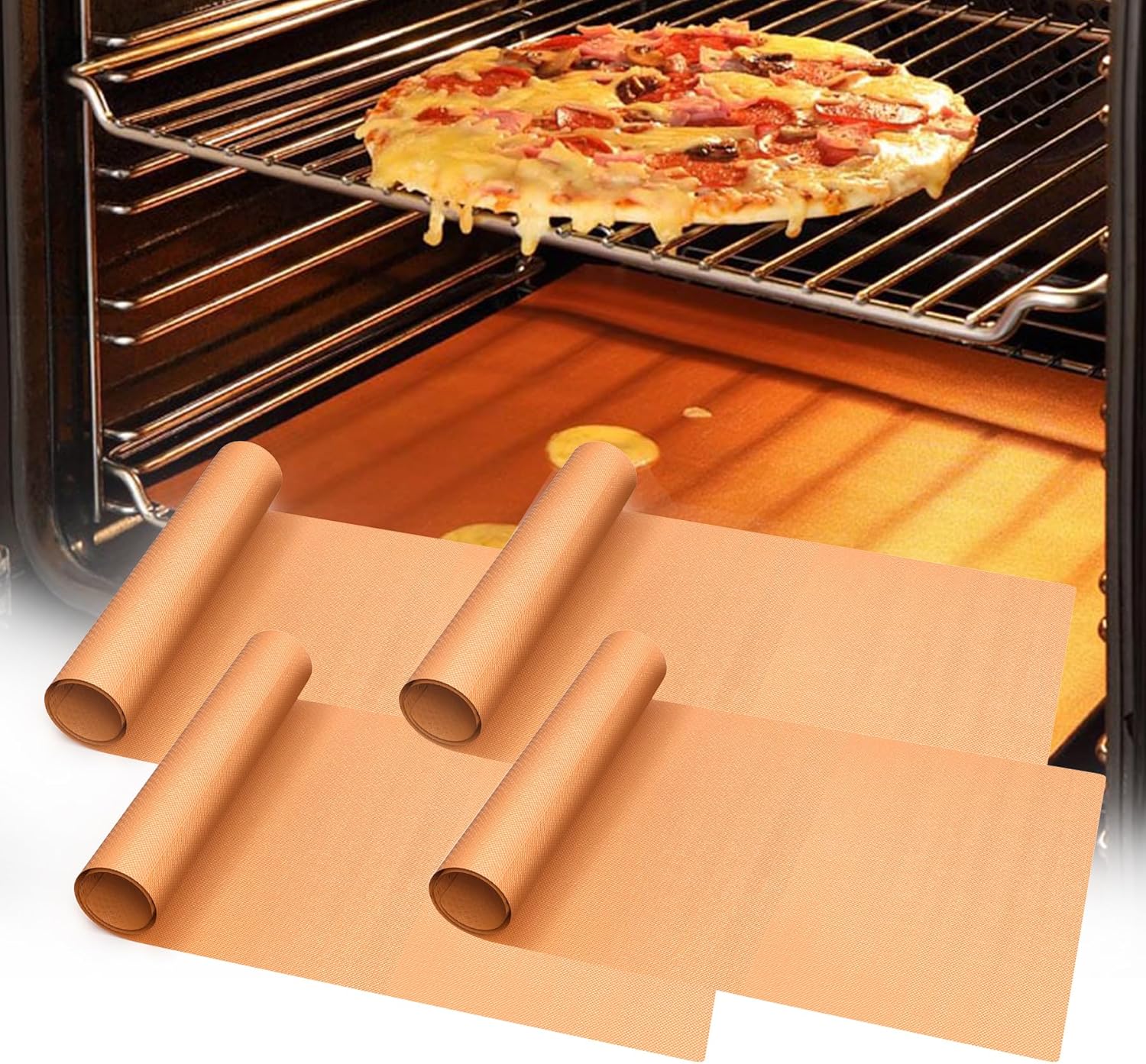 UBeesize 4 Pack Large Copper Oven Liners for Bottom of Oven