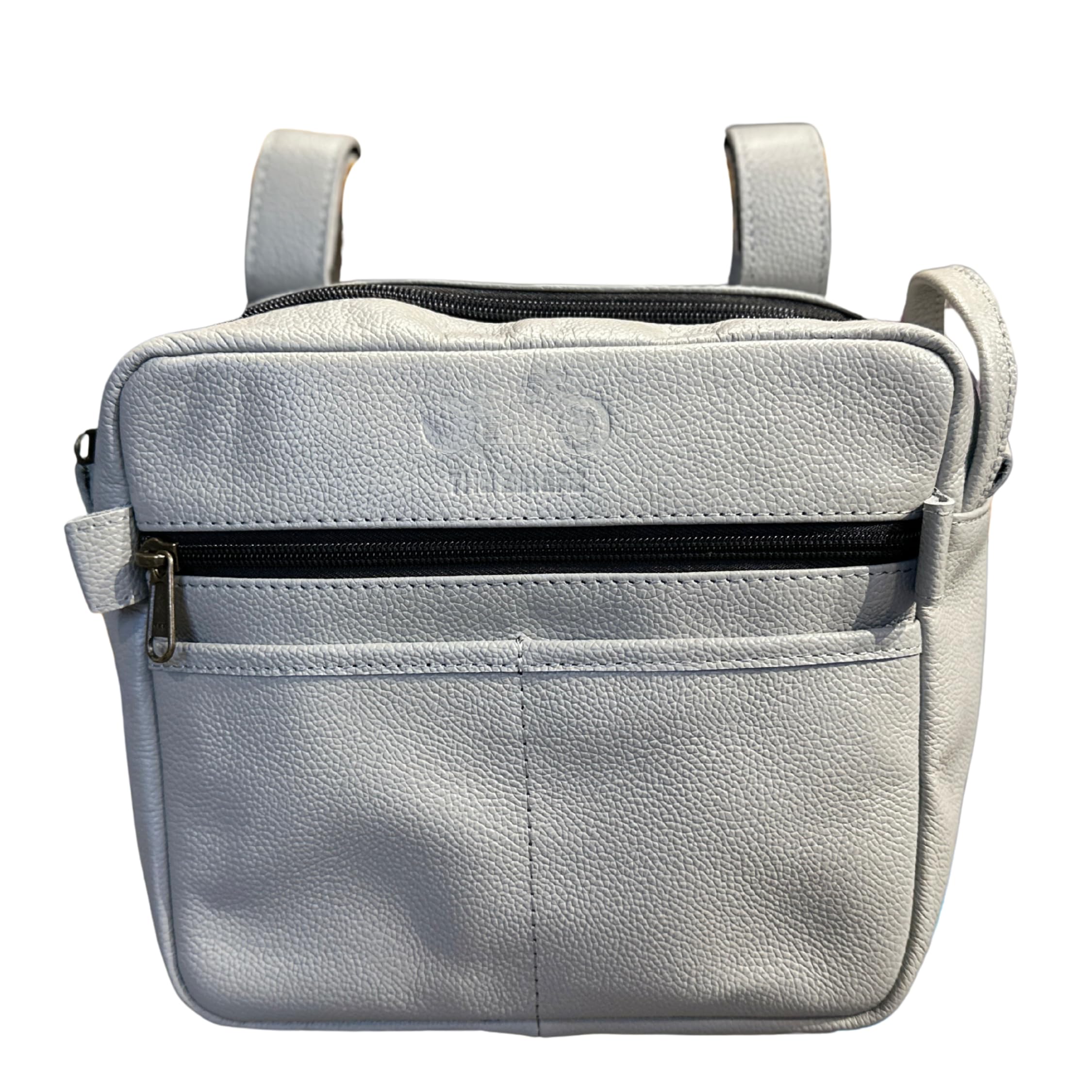 THE BIKERZ GRAB HANDLE BAG (Pure Leather) for Mahindra Thar, Maruti Jimny, Jeep Wrangler, JT Gladiator & Maruti Gypsy - Light Grey Limited Edition