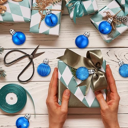 Miniatura 7 de Shappy 216 mini esferas de Navidad de 1.18 pulgadas, decoración de árbol de Navidad, 6 estilos, esferas pequeñas de Navidad inastillables con lazo