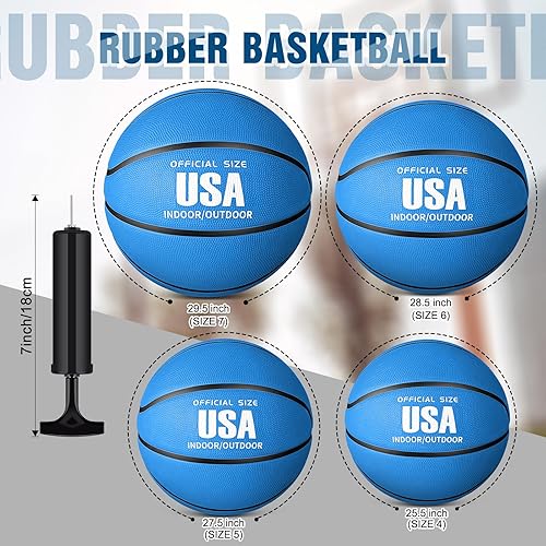 Miniatura 2 de Libima Juego de 12 pelotas de baloncesto de goma de Navidad, tamaño oficial a granel con inflador, bolas de calle multicolor, juego de bolas de