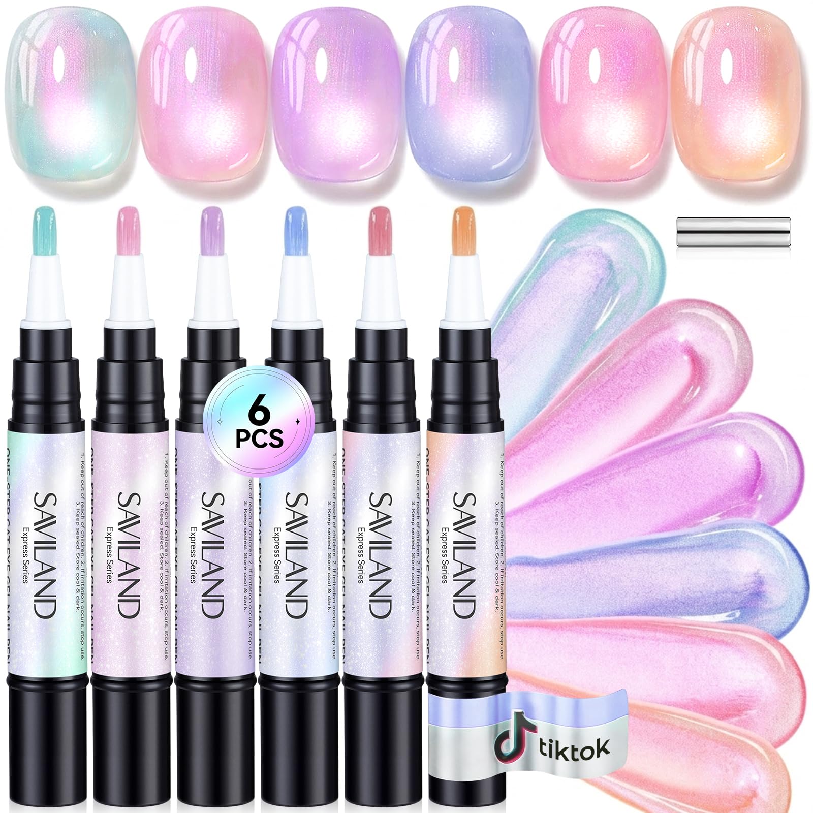 SAVILAND One-Step Penna per Smalto Gel: 3 in 1 Smalto Gel Penna Base, Colori e Top Coat Gels Nail Polish con Magnete per Nail Art Cat Eye Formato da Viaggio 4ml, Facile Usare per Principianti