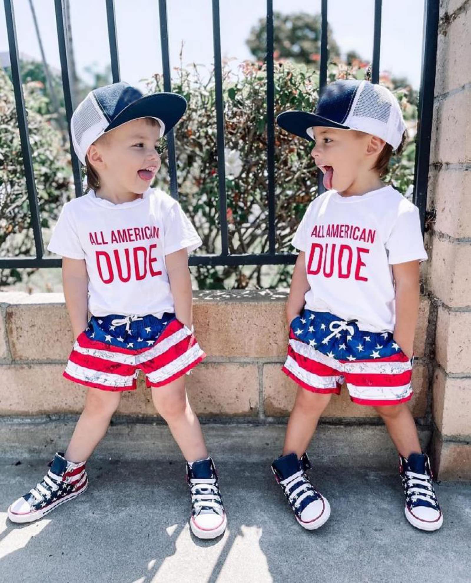 Baby Boy 4th of July Outfits Short Sleeve Tee Shirt and Stars American Flag Shorts 2Pcs Fourth of July Summer Outfit (All American-Blue, 18-24 Months)