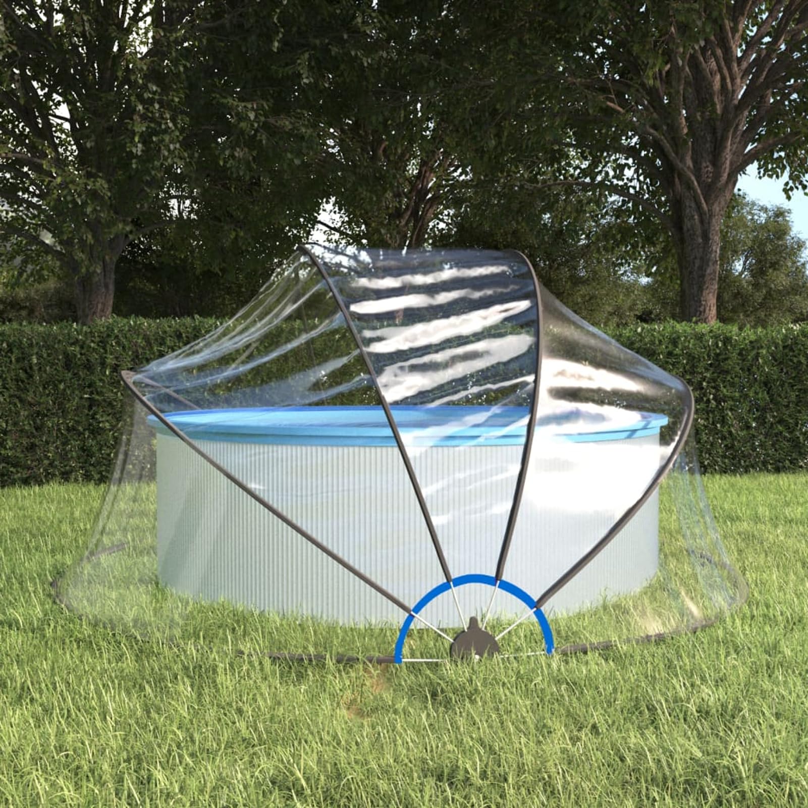 Gecheer Dôme de Piscine Transparent PVC UPF 30 - Protection Solaire et Pluie, 315x158 cm, Convient aux Piscines Intérieures et Hors Sol