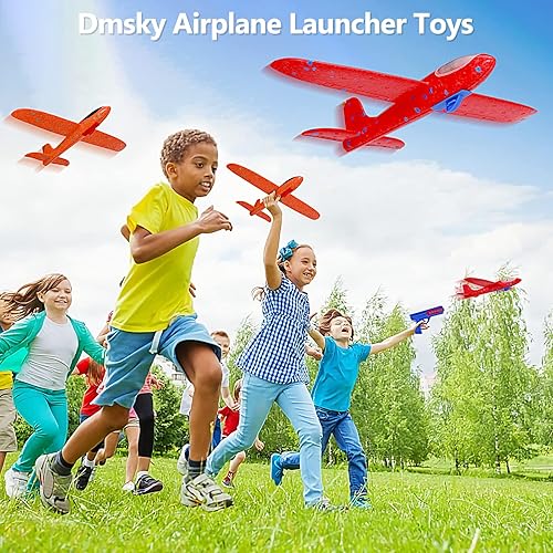 Miniatura 7 de Dmsky 6 Pack Airplane Launcher Toys2 Flight Modes Airplane Toys with LauncherLED Foam Glider Catapult Plane ToysOutdoor Flying Toys for Kids