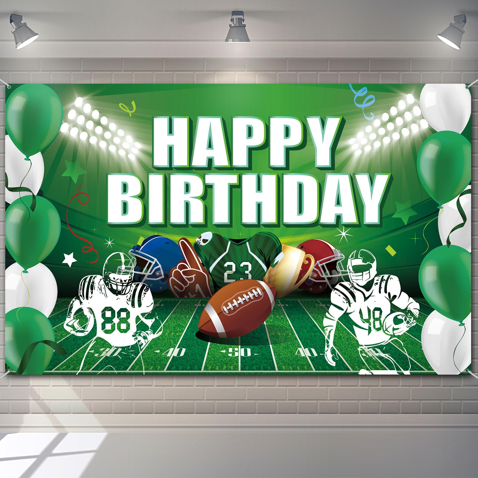 Football Backdrop Banner Birthday Party Decorations Favors Supplies Super Football Bowl Game Sports Fan Photo Booth Props Wall Hanging