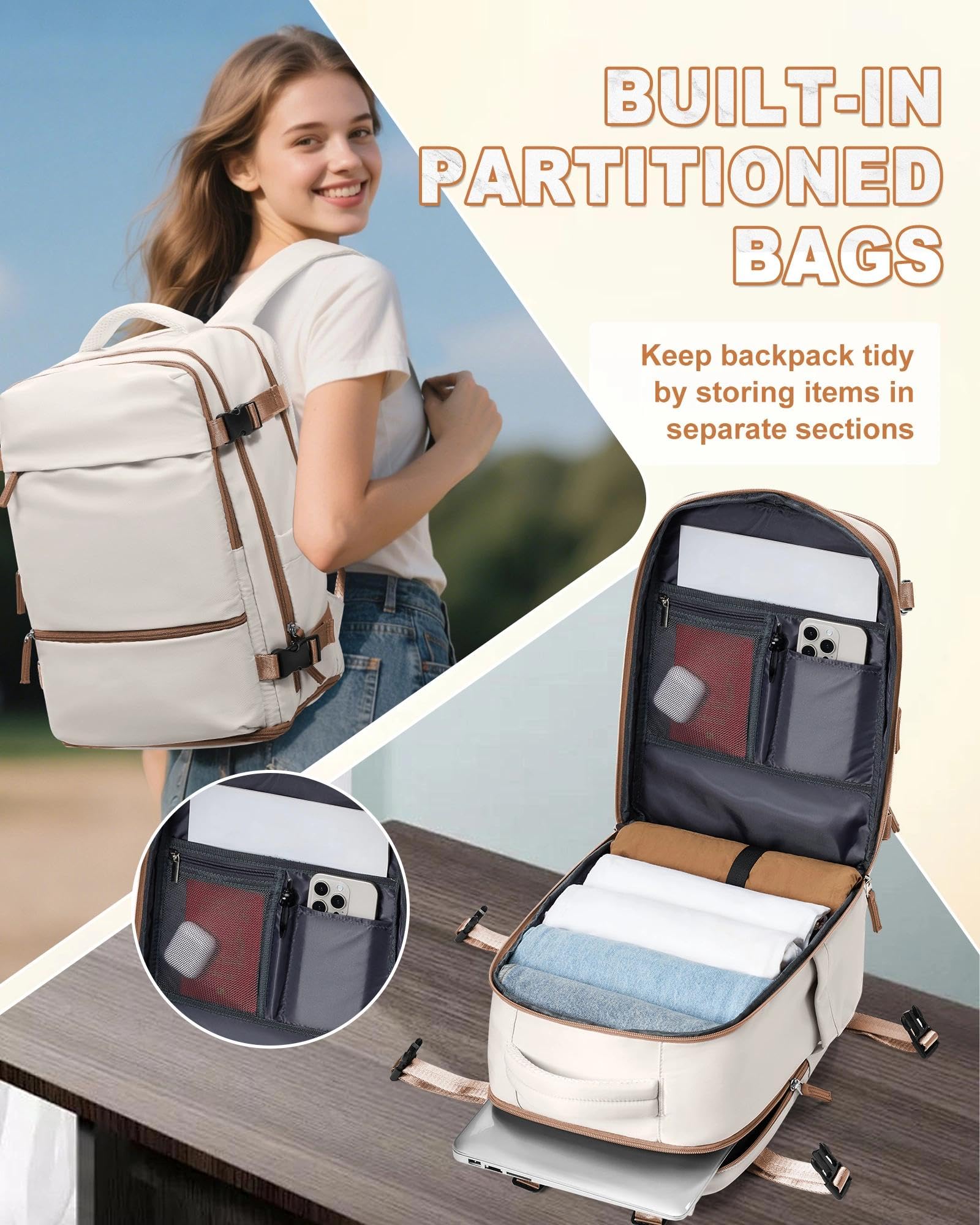 SZLX Zaino Ryanair 40x30x20 Sottovuoto Zaino da Viaggio 40x20x25 Ryanair Wizzair Donna da escursionismo impermeabile Zaino Casual Laptop da 14 Pollici con porta di ricarica USB Scomparto per Scarpe