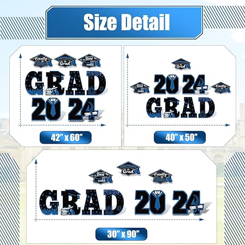 Miniatura 3 de Letrero de graduación para patio, decoración de césped de la clase de 2023, 9 letreros de 16.5 pulgadas con 18 estacas para exteriores, suministros