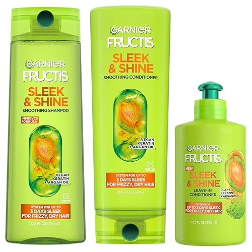 Garnier Fructis Sleek and Shine - Kit de crema acondicionadora para condición sin necesidad arena de tamaño personal Garnier Fructis Sleek and Shine - Kit de crema acondicionadora para condición sin necesidad arena de tamaño personal