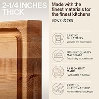 Vista 3 de John Boos RA-Board Series Rectangular Wooden Maple Deluxe Barbecue Cutting Board 20”x15” – 2.25” Thick, 20-lb Reversible Butcher Block with Juice