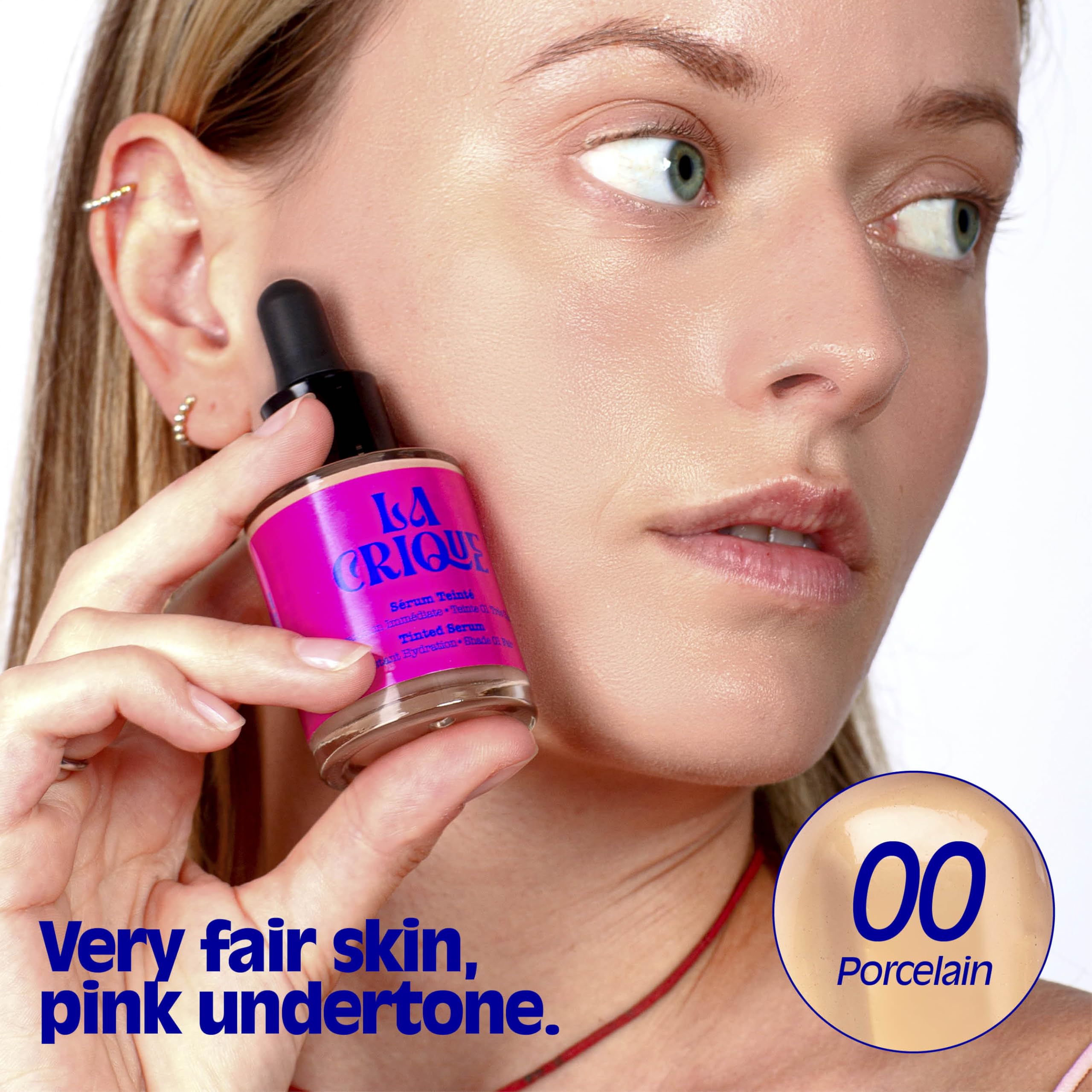 La Crique - Siero tinto idratante 30 ml - Pelle secca molto secca - Finitura naturale Glowy - Acido Ialuronico - 99% naturale - Cura vegana - 00 porcellane