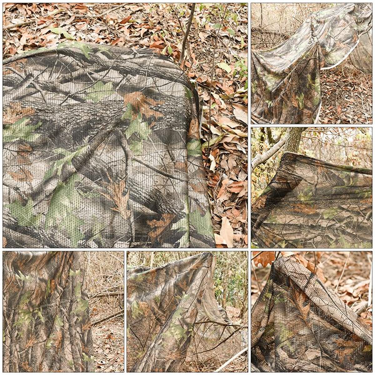 Camo Netting Camouflage Netting, Hunting Blind Netting Quiet Camo Mesh Netting Lightweight & Durable Burlap Camo Blind Fabric for Concealment, Tree Stand, Sunshade, Decoration,Cover