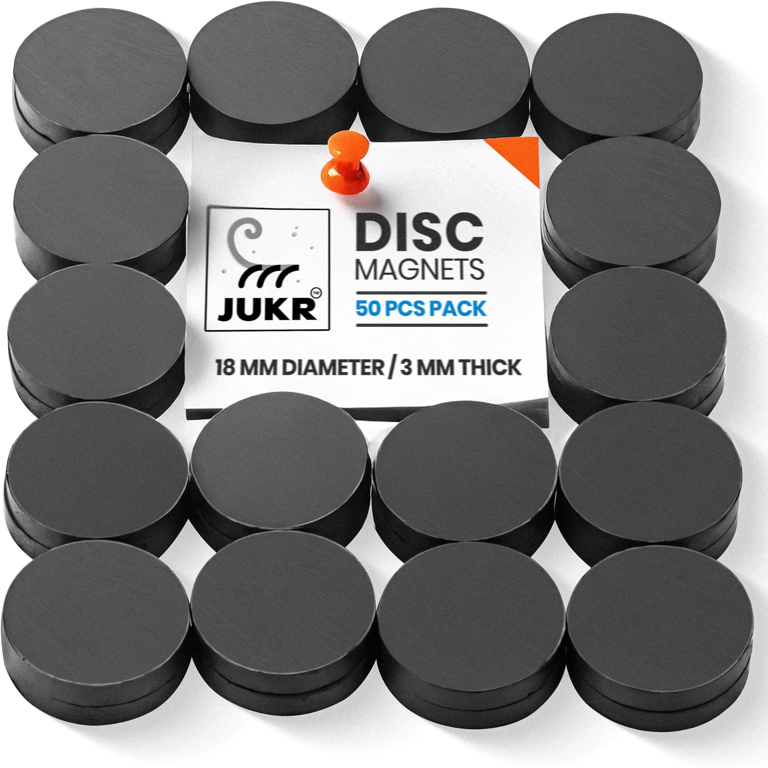 Small Round Disc Decorative Fridge Refrigerators Magnets Set for Art Crafts Decoration Work, Notice Boards, Home Improvement, DIY School College Projects (18 mm Diameter, 3 mm Thick, Pack of 50)