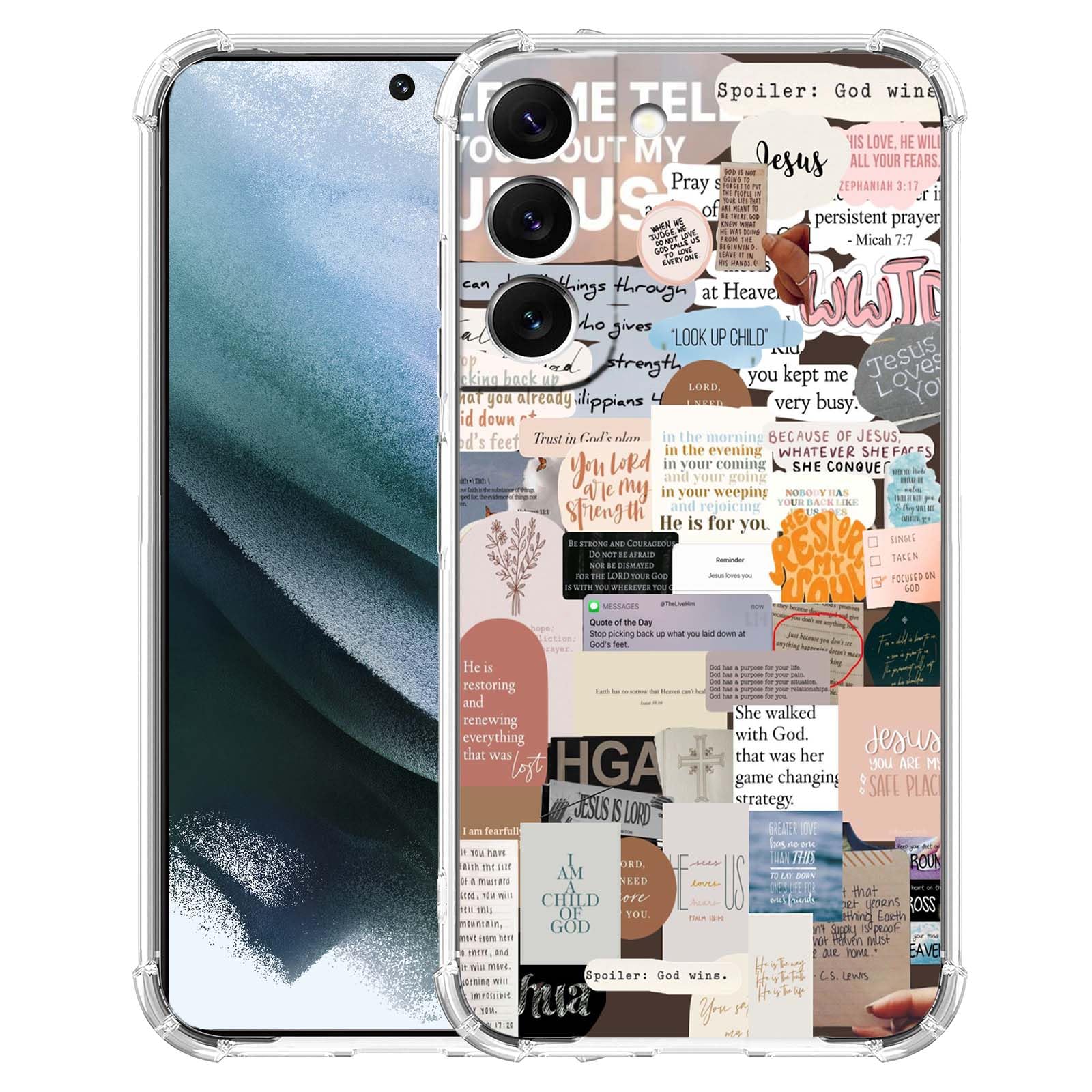 malegaon Christian Bible Verse Case for Samsung Galaxy S21 Plus,Jesus Quote Collage,Soft TPU Full Cover for Galaxy S21 Plus