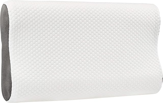 Amazon Basics Contour Memory-Foam Neck-Support Pillow, adjustable height - 60 x 35 cm