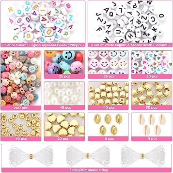 120Color 2mm Seed Beads for Jewelry Making,49000pcs Tiny Bead for Bracelets | Funtopia Small Glass Seed Beads Friendship Bracelet Kit with Alphabet Letter Smile Face Bead for DIY, Art and Craft