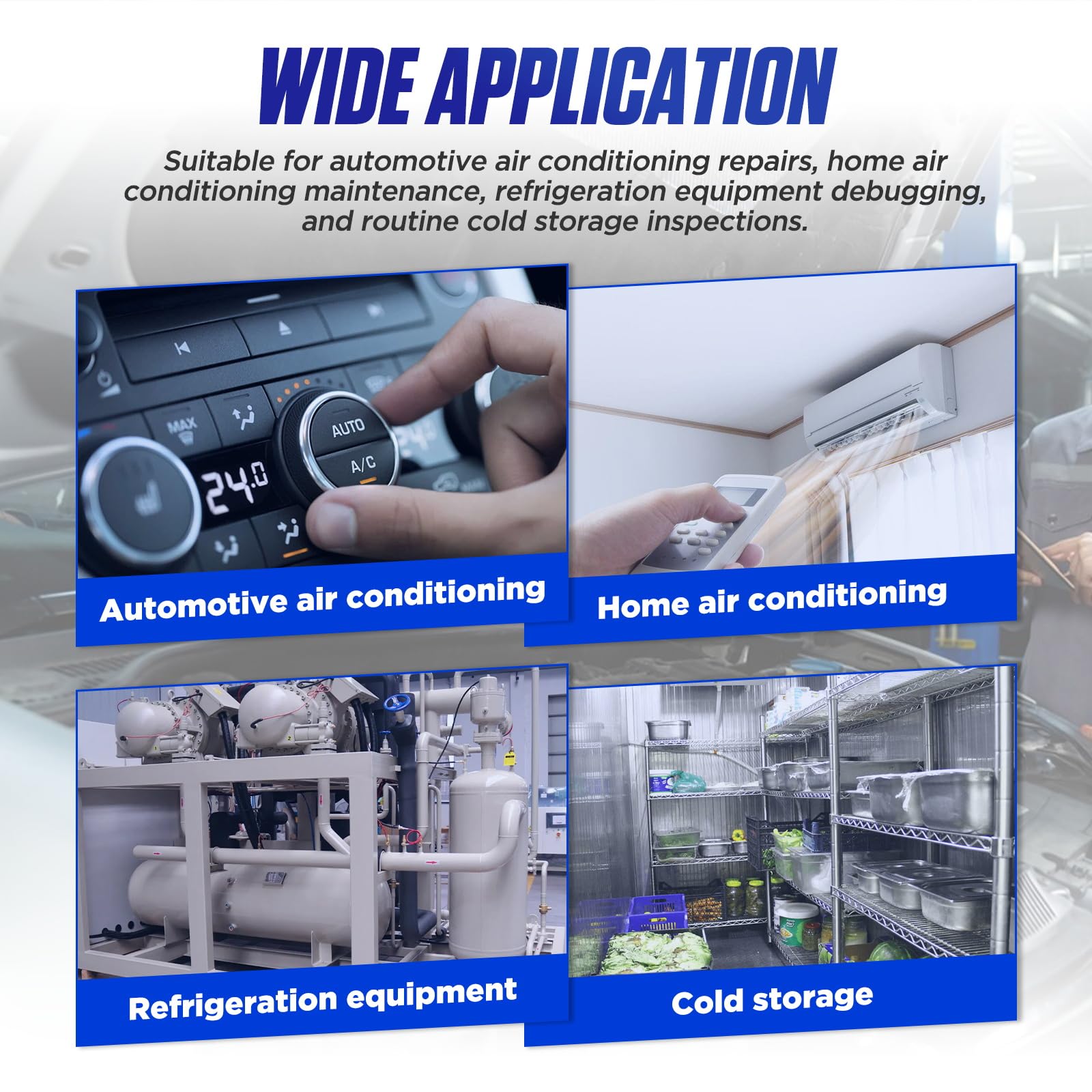 Refrigeration Digital Manifold HVAC Gauge Kit, Vacuum Pressure Temperature Leakage Tester Set for Testing Maintaining Air-Conditioner, Refrigerator - with Test Clip & Pipe (L205)