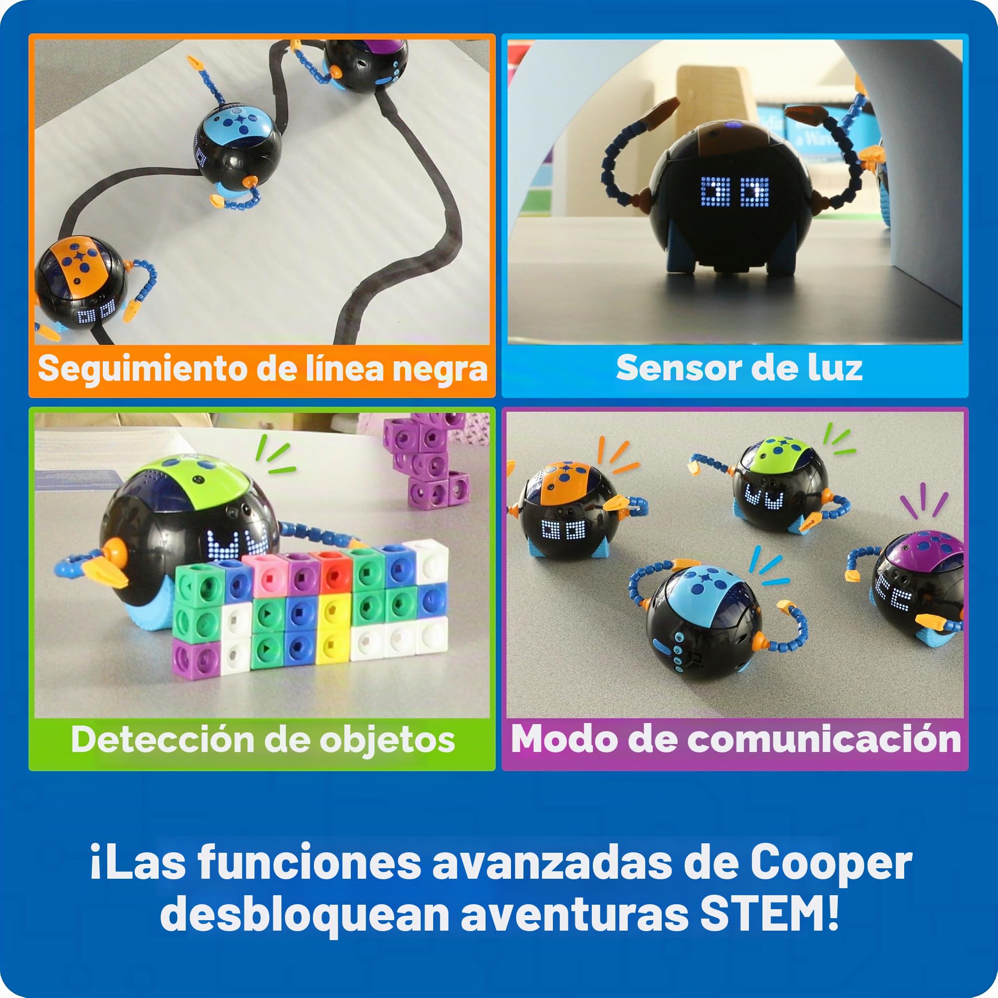 Learning Resources Cooper Robot Stem Set de Aula LER3118, A Partir de 5 Años, Programación Sin Pantalla, Colaboración Escolar, Incluye 4 Robots