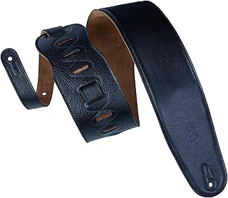 Levy's Leathers M4GF-BLK 3-1/2-inch Garment Leather Bass Guitar Strap with Foam Padding and Suede Backing, Black