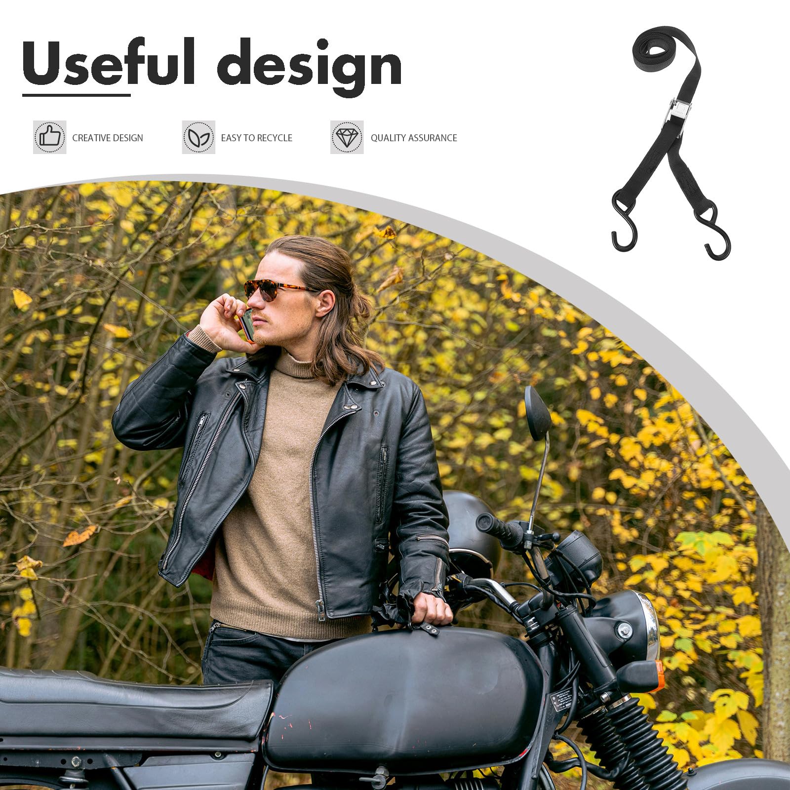 2 Stück Teiliges Polyester Spanngurt mit Doppelhaken Verstellbarer Zurrgurt für Scooter und Motorrad Robustes Befestigungsband für Sicheres Gepäck und Ladungssicherung Lang
