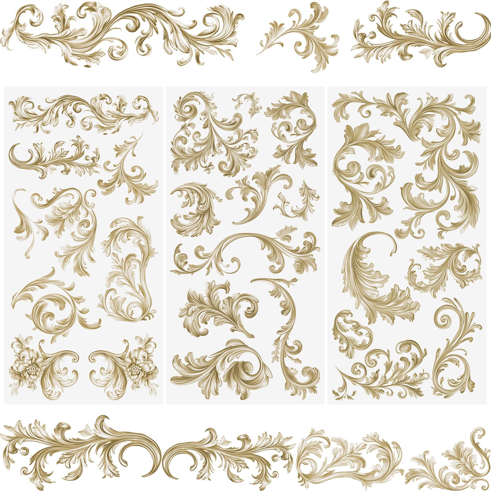WANDIC 3 Sheets Rub on Transfers Stickers, Retro Border Pattern Waterproof Decals Furniture Decorative for DIY Postcard Scrapbooking,15 * 30cm