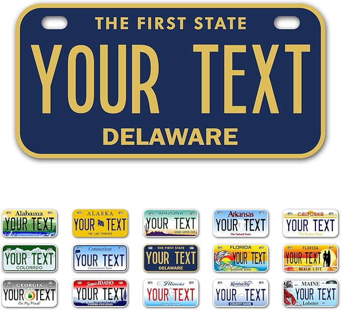 InkMyPlate Personalized Delaware Small License Plate Bike