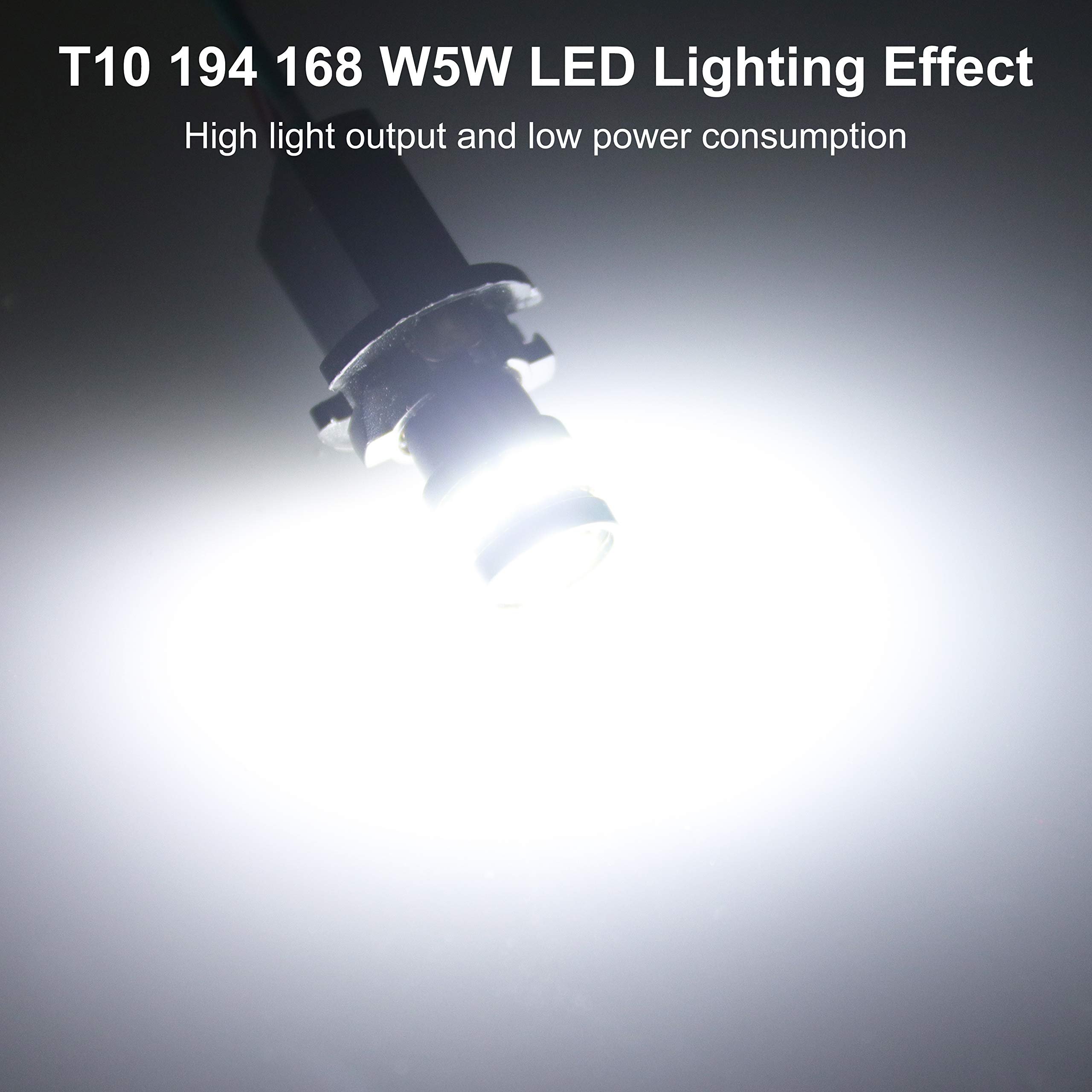 QAUBEN 194 LED Bulb W5W 168 2825 T10 Light Bulbs 3014 Chipsets Interior Car Lights Dome Map Parking Trunk Door Courtesy License Plate Lights White 6000K 12V (Pack of 4)