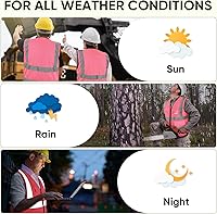 Vista 5 de TICONN Chaleco de seguridad reflectante de alta visibilidad Clase II de malla para mujeres y hombres Cumple con los estándares ANSI