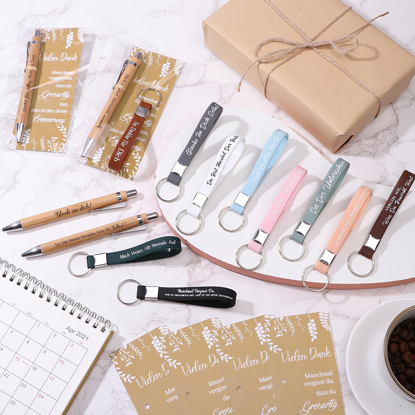 30 Sets Motivation Geschenk mit Inspirierender Kugelschreiber Silikon Schlüsselanhänger und Motivationskarten Dankeschön Geschenke Abschiedsgeschenk für Kollegen Mitarbeiter Team Lehrer Schüler