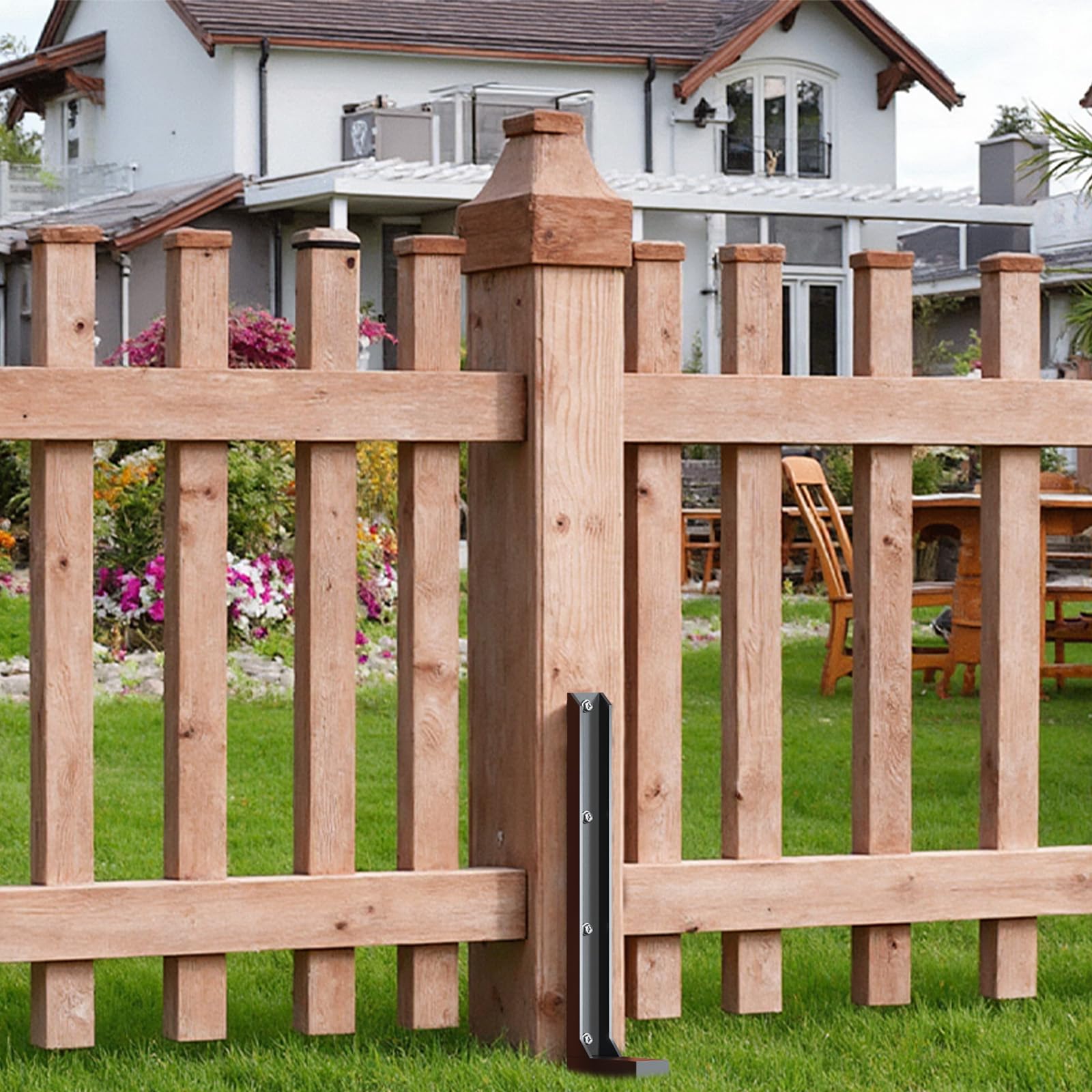 4 Pack Fence Post Repair Tools Kit, 33.5"L × 1.9"W Heavy Duty Metal Fence Stake Stabilizer, Thickened 11Gauge Fence Post Repair Kit for Repair of Broken/Tilted 4x4/6x6 Wooden Posts - 3