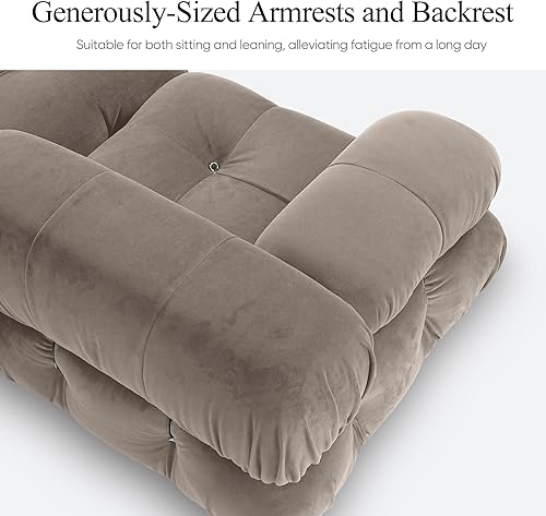 Miniatura 5 de Sofá otomano grande y moderno, cojín de felpa suave, esponja de alta densidad y lujosa tela flocada, sofá de nube perezoso y cómodo para sala de