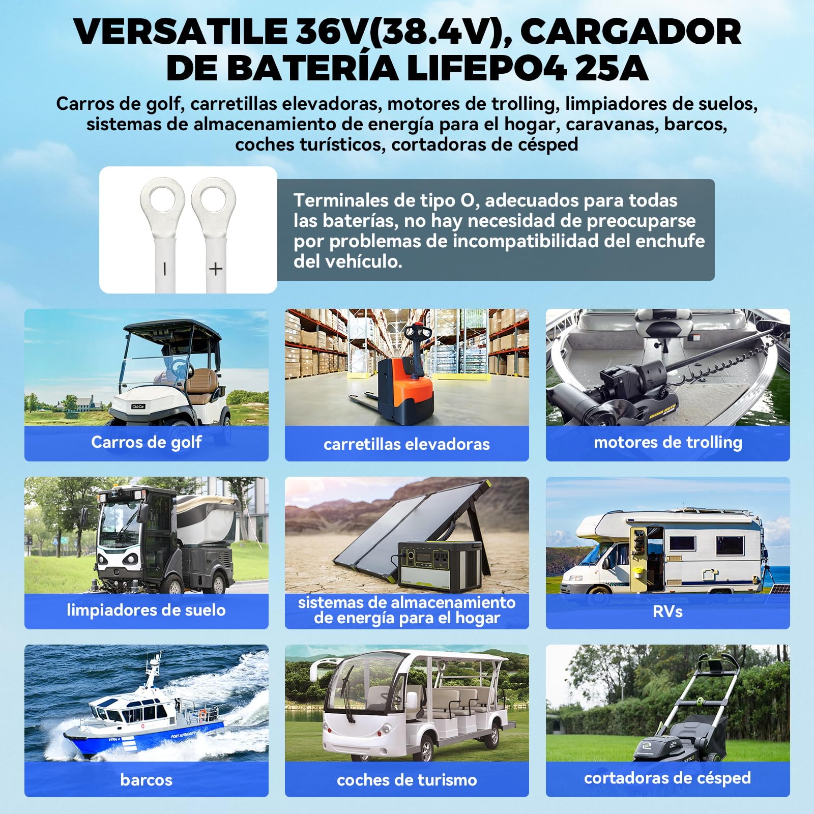 KAISAL 43.8V 25A Cargador de Bateria Litio, Cargador para 36V/38.4V Bateria LiFePO4, Cargador de Bateria Litio IP67 Impermeable,Carga Inteligente Automática,Función de Protección de Seguridad