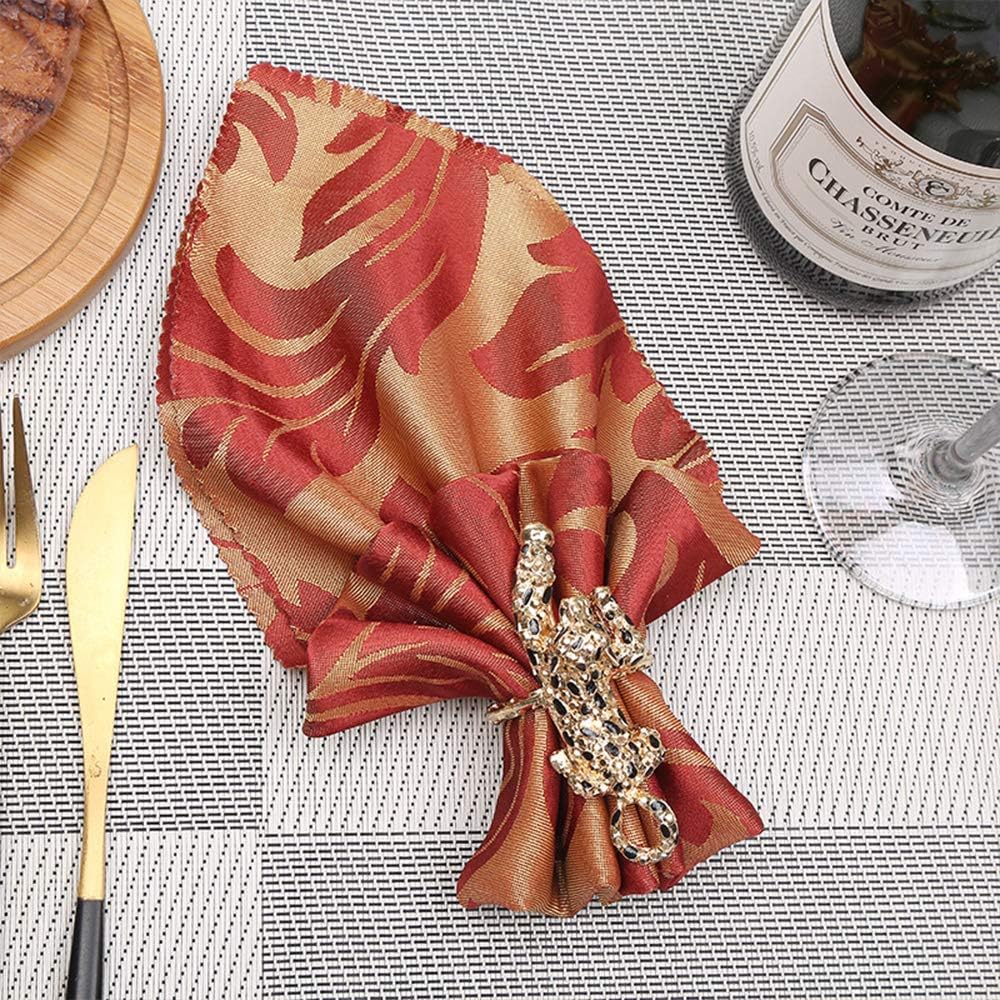 Everyday Home Alloy Black and Gold Leopard Napkin Ring Set of 6 Napkin Buckle for Christmas, Holidays, Wedding, Parties, Dinners Decor (Leopard, Gold)