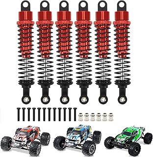 RCAWD Upgrades for 1/10 LAEGENDARY Shock Absorber, 80mm Aluminum Parts, Front & Rear RC Shocks Damper 6pcs Red