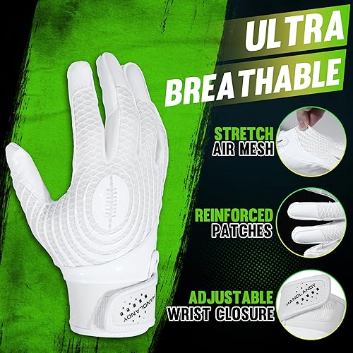 Vista 103 de HANDLANDY Guantes de fútbol juvenil, guantes de receptor adhesivo para niños, guantes de fútbol súper agarre, el mejor regalo para niños y niñas